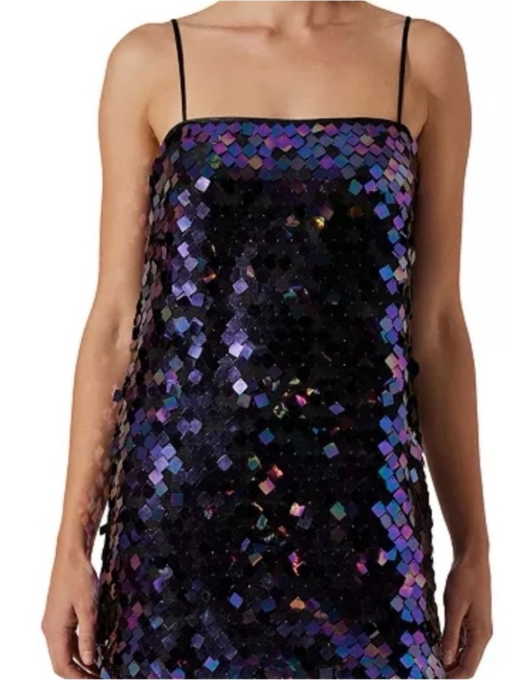 Astr Purple Multi Iridescent Sequin Slip Dress